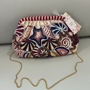 Handcrafted in India Beaded Sequin Seashell  Snail StarfishCrossbody Bag  NWT